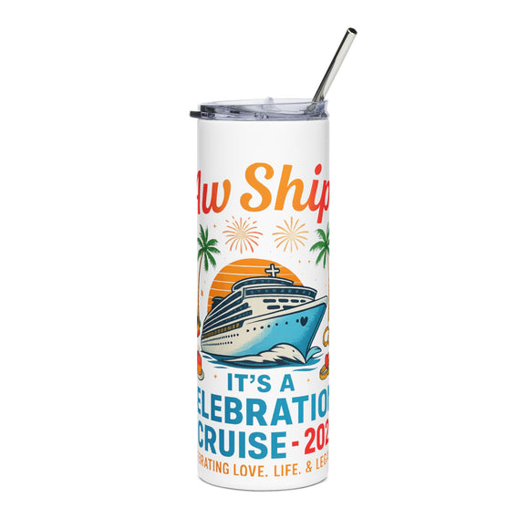 Celebration Cruise Tumbler, 20oz Stainless Steel Travel Mug, Fun Party Drinkware, Vacation Gift, Unique Cruise Souvenir